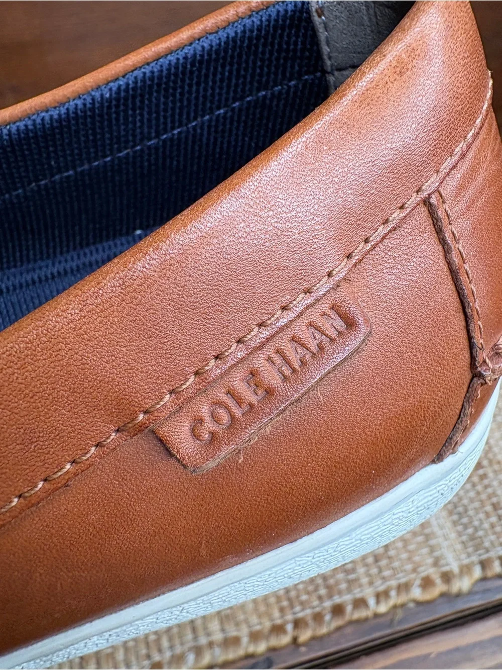 Cole Haan Men's Size 13M Cognac Brown Leather Loafers Rubber Sole Boat Shoes